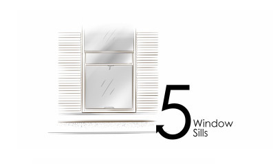 Illustration of window sill with the text: 5 window sills