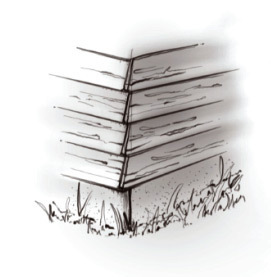 Illustration of exterior siding with peeling paint